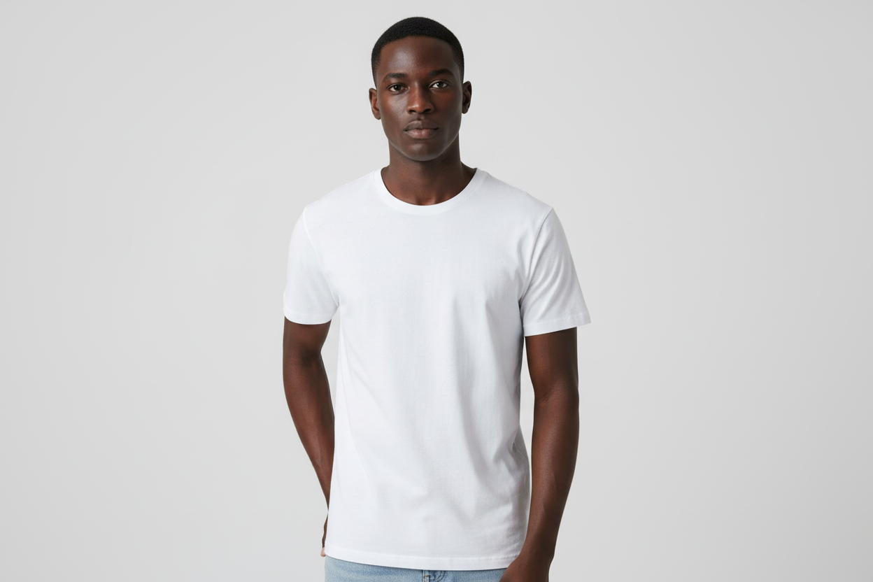 Top Tops White Tee on black male