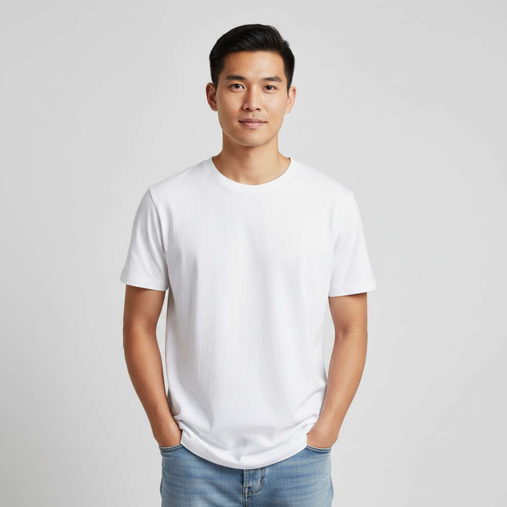 Our Top Tops White T shirt on our friend Alex